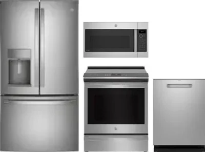 4 Piece Package Includes Refrigerator, Range, Microwave And Dishwasher